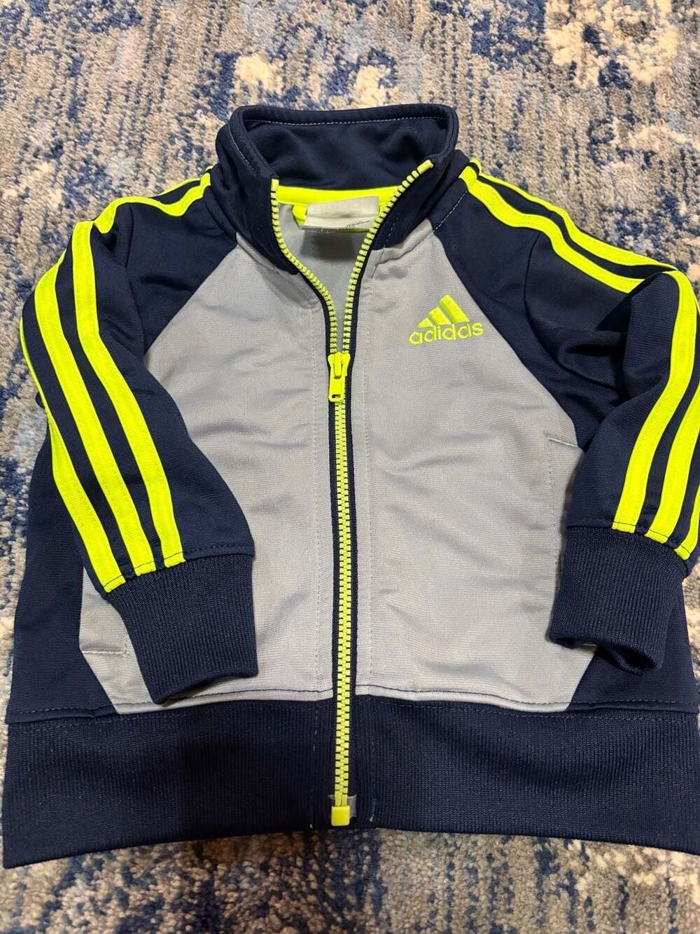 Adidas Track Jacket Size 6M Blue Gray Lime